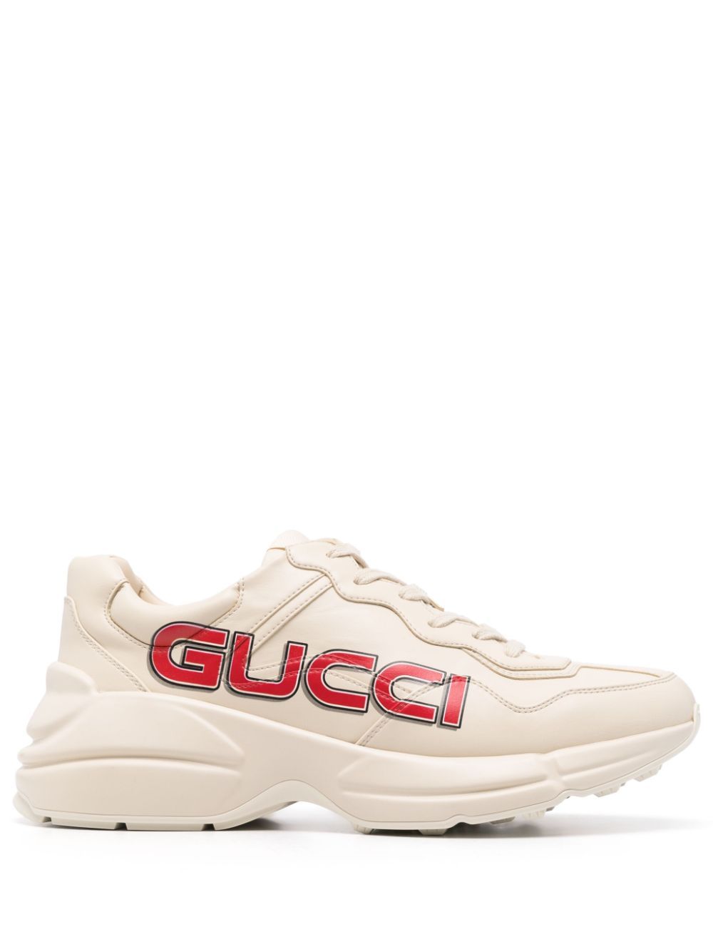 Gucci Logo Print Sneakers Mens Polyurethane / Rubber / Calf Leather Neutrals