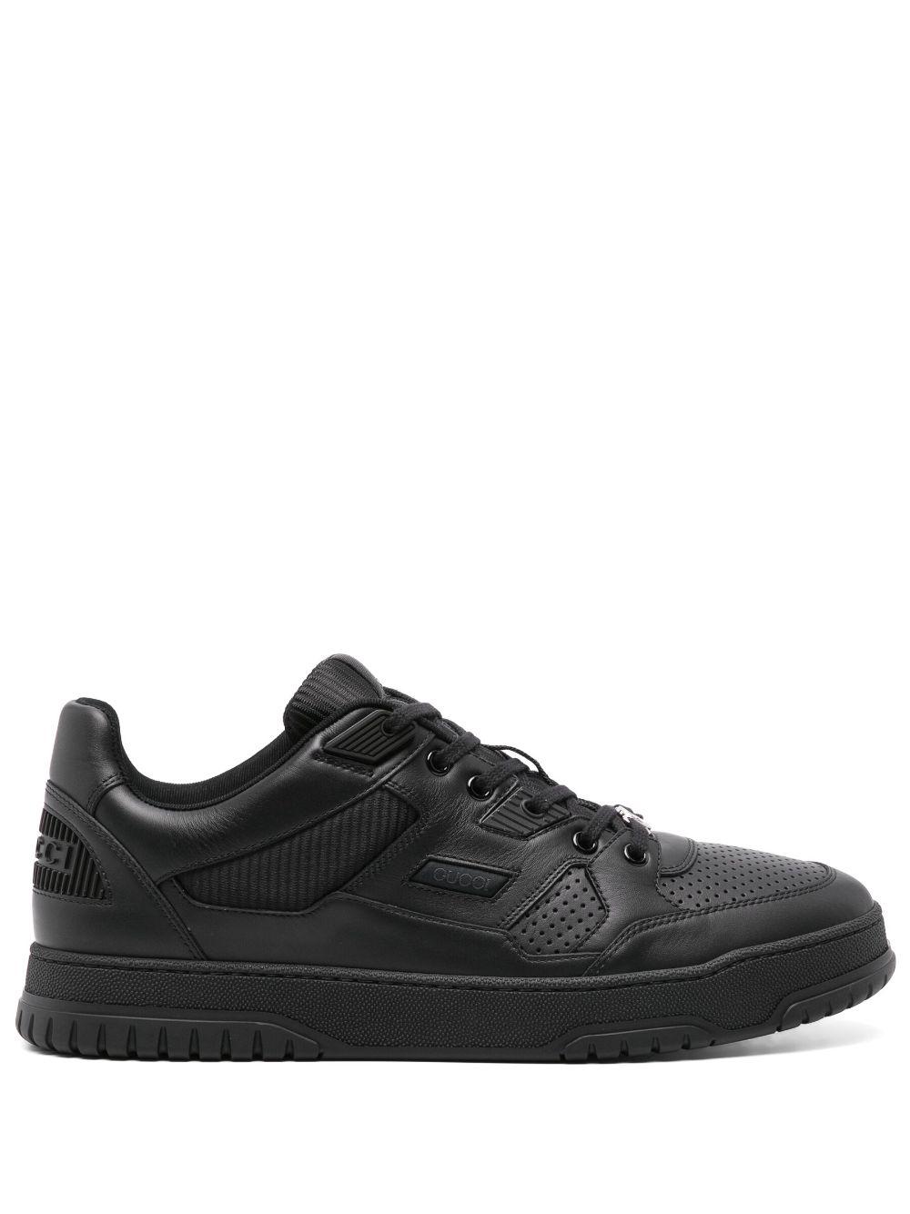 Gucci Jones Leather Sneakers Mens Rubber / Calf Leather / Fabric Black