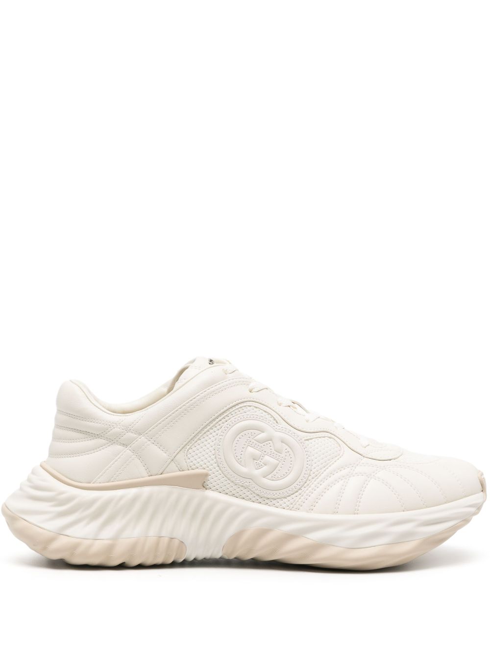 Gucci Interlocking G Leather Sneakers Mens Leather / Metal / Mesh / Fabric White