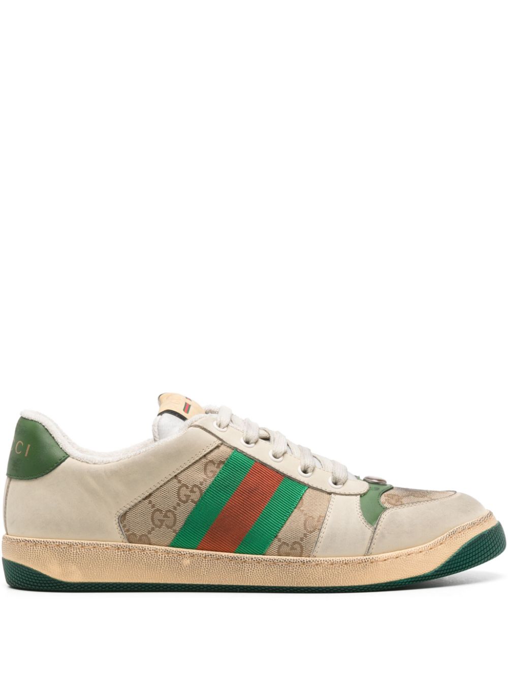 Gucci Neutral Screener Leather Sneakers Mens Cotton / Canvas / Rubber / Calf Leather Neutrals