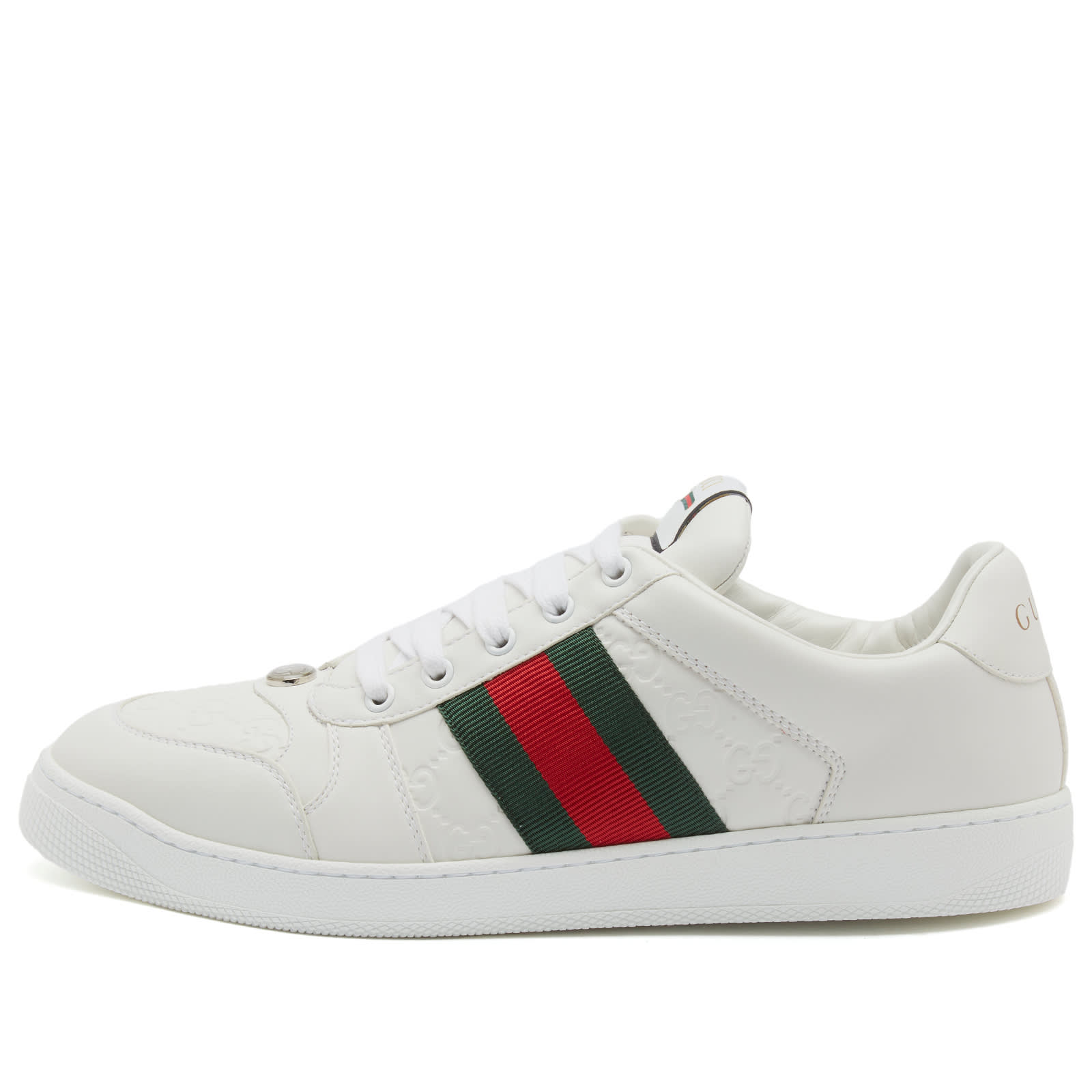 Gucci Mens Screener Sneaker White / Red / Green