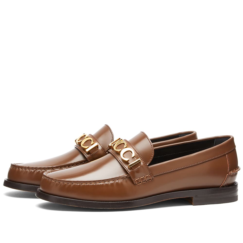 Gucci Mens Cara Logo Snaffle Loafer Brown