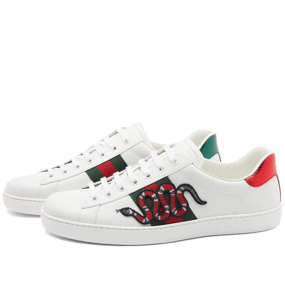 Gucci Mens New Ace GRG Snake Sneaker White