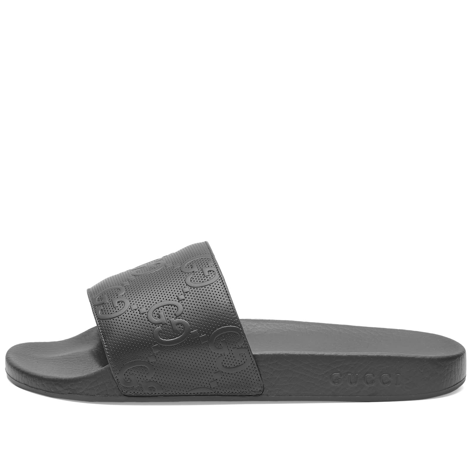 Gucci Mens Pursuit GG Embossed Slide Black