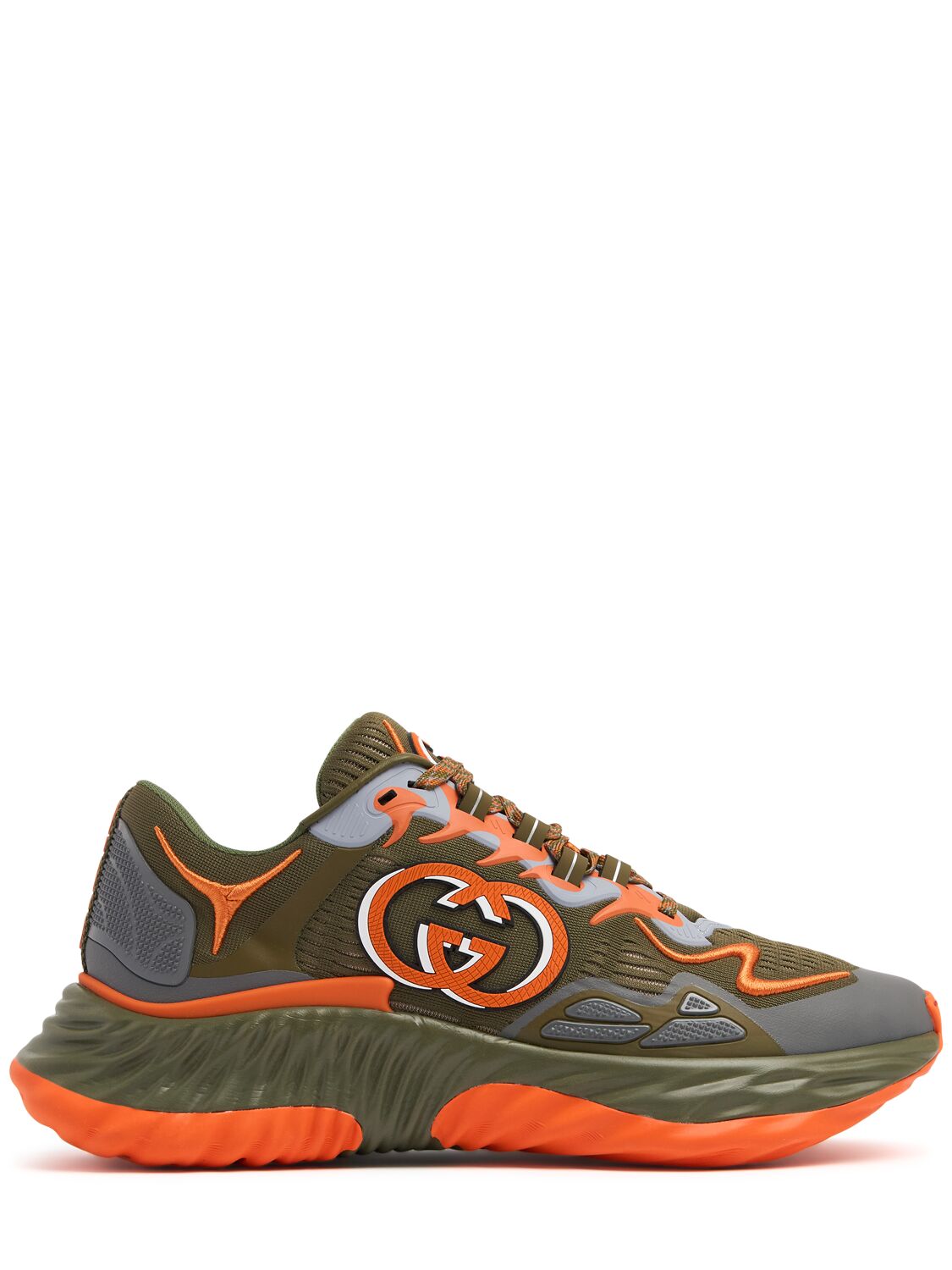 Gucci Ripple Splash Fabric Sneakers Khaki / Orange
