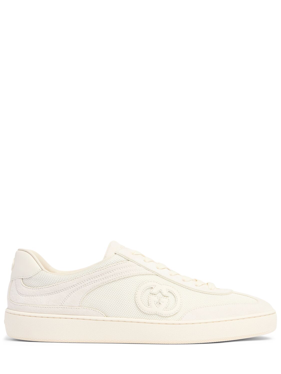 Gucci G74 Gg Suede & Fabric Sneakers Off White